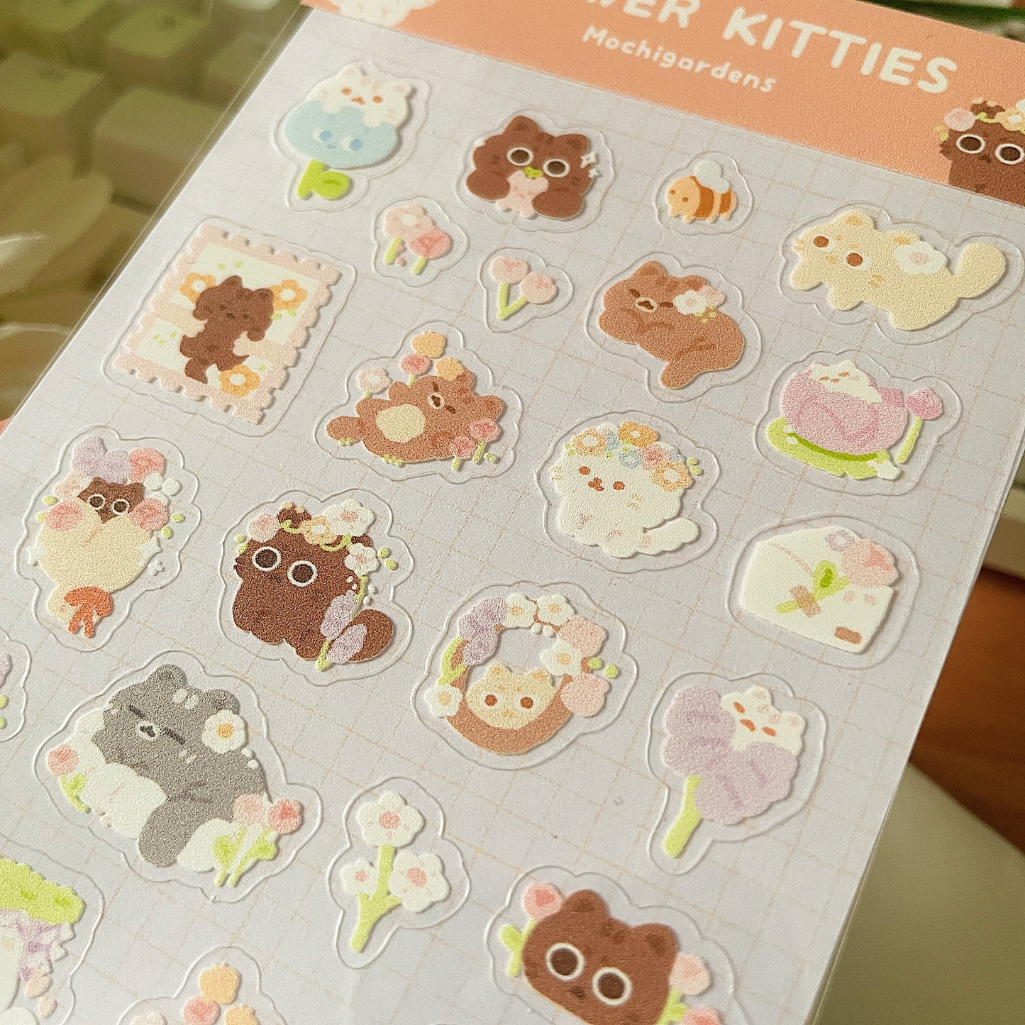 Flower Kitties Transparent Sticker Sheet