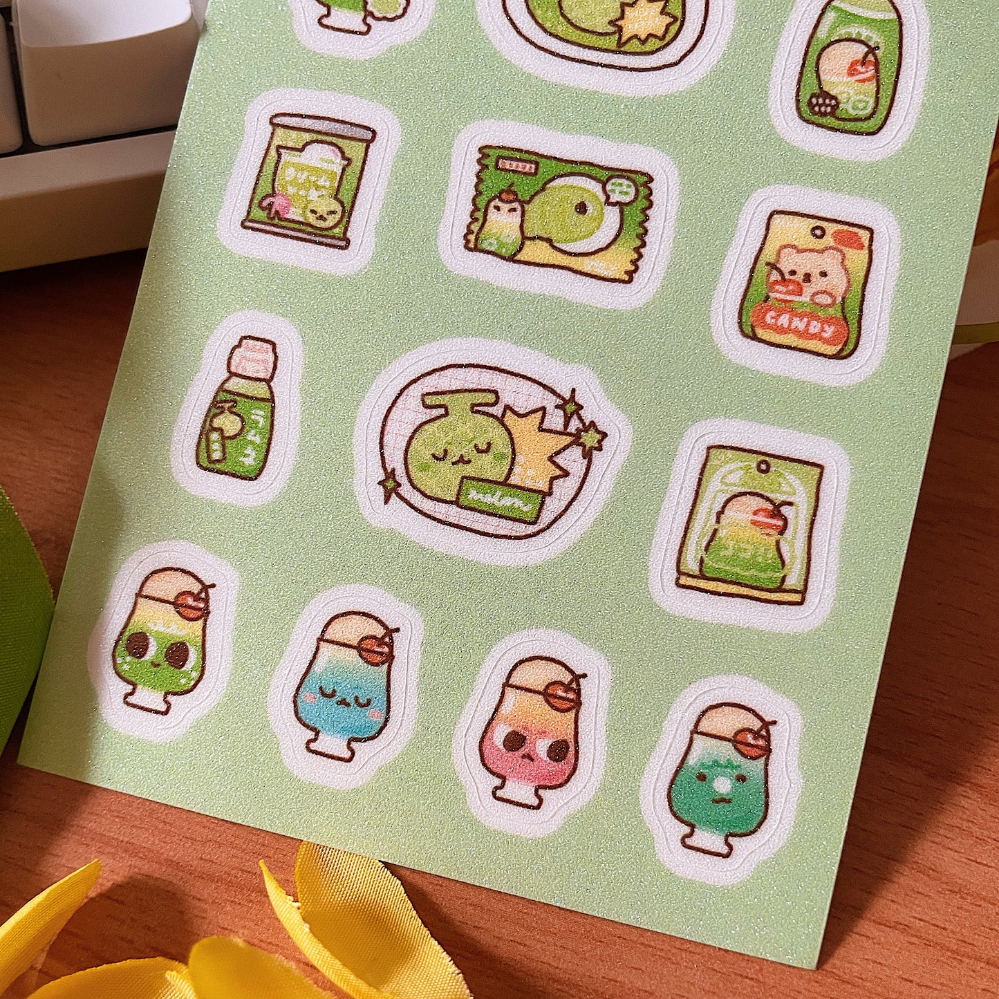 Melon Soda Vinyl Glitter Sticker Sheet