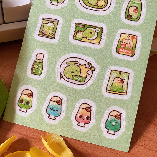 Melon Soda Vinyl Glitter Sticker Sheet