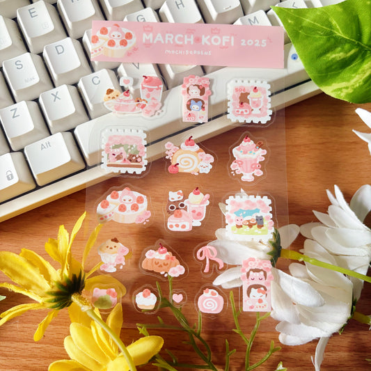 March Ko-Fi Sticker Sheet + Print Set - Sakura Cafe (Also available individually)